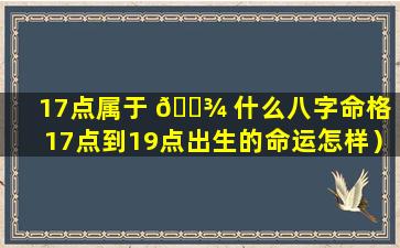 17点属于 🌾 什么八字命格（17点到19点出生的命运怎样）